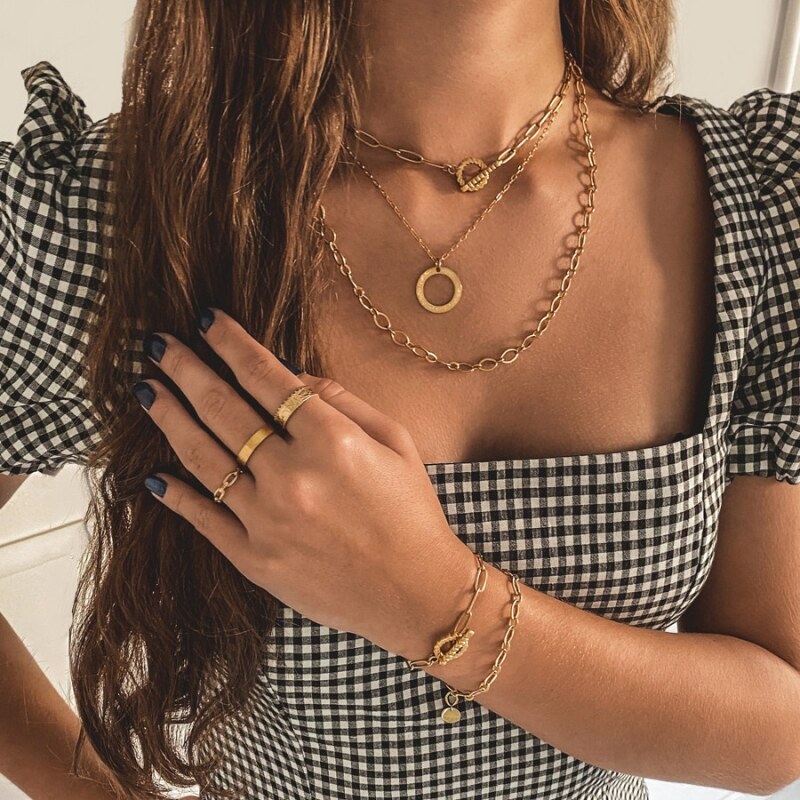 Manoki Ocelový náhrdelník Simona Gold, chirurgická ocel, choker