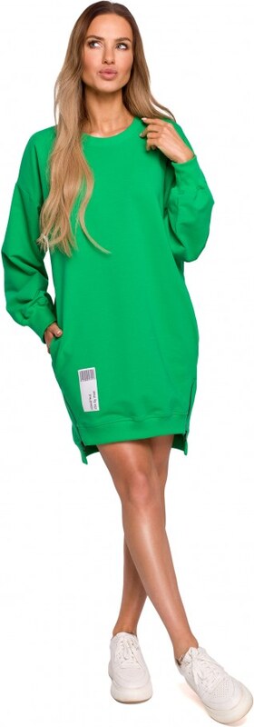 Moe M676 Svetrová tunika so zipsami - zelená