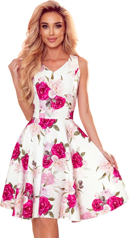 Numoco Šaty - srdcovitý výstrih - Ruže 114-16