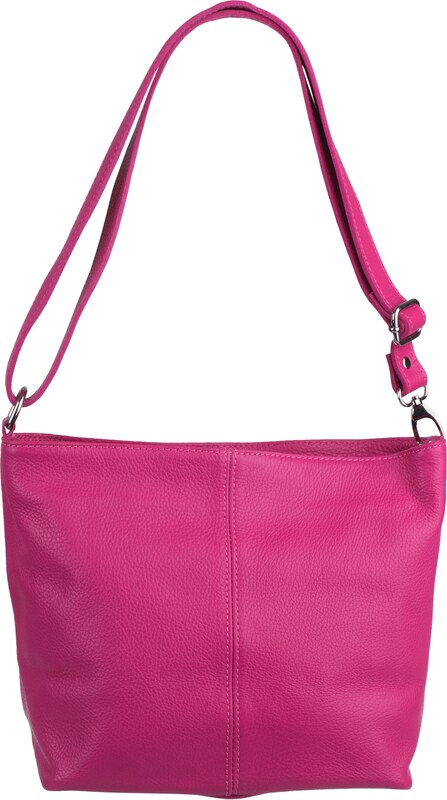 Ružová kožená talianska crossbody kabelka Prisca Fuxia Scura s prídavným pruhom IV NovaKabelka.sk