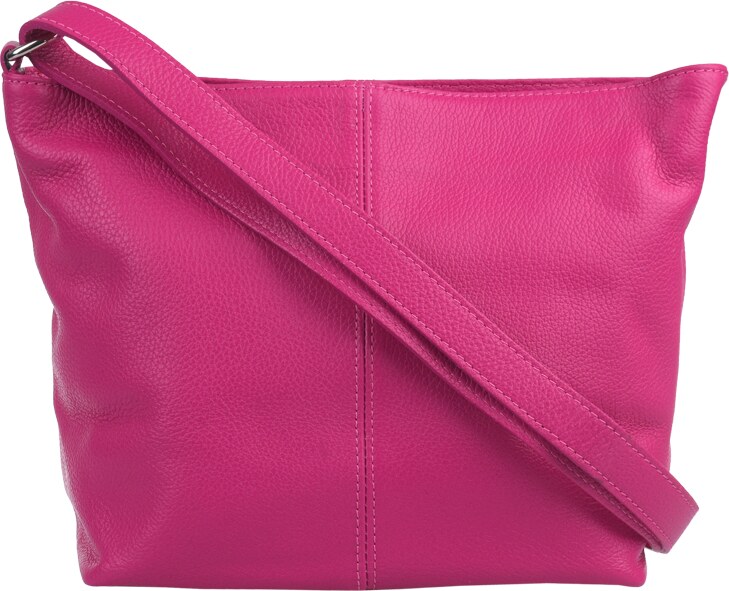 Ružová kožená talianska crossbody kabelka Prisca Fuxia Scura s prídavným pruhom IV NovaKabelka.sk