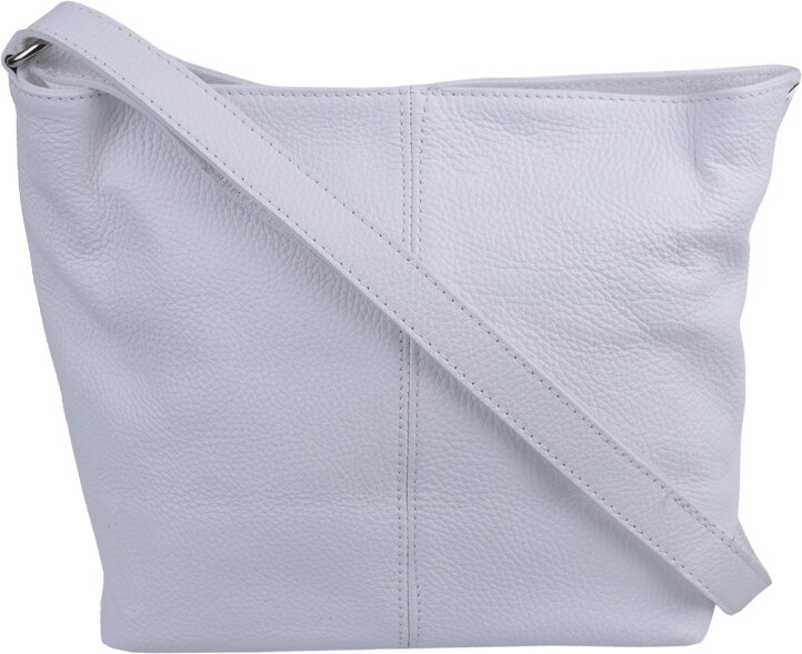Biela kožená talianska crossbody kabelka Prisca Bianca s prídavným pruhom X NovaKabelka.sk
