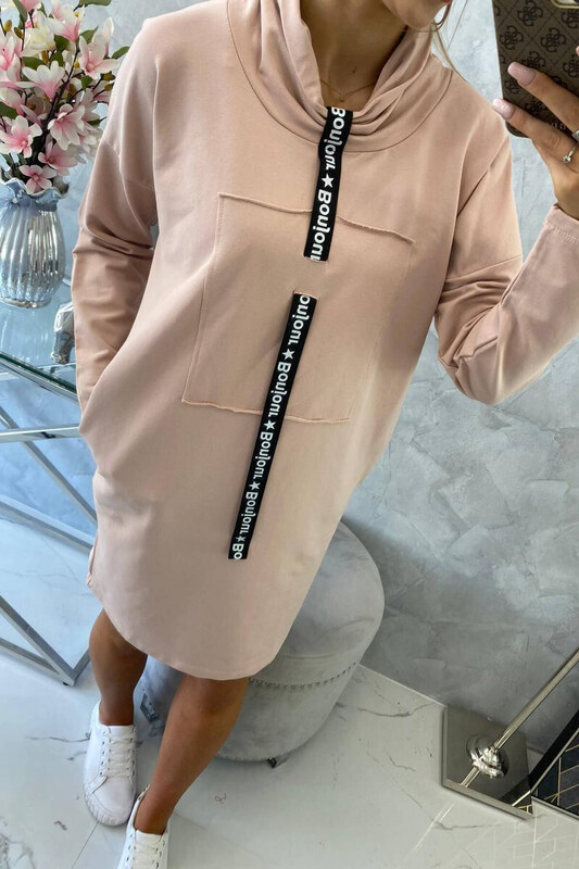 K-Fashion Šaty s kravatou tmavo púdrovo ružové