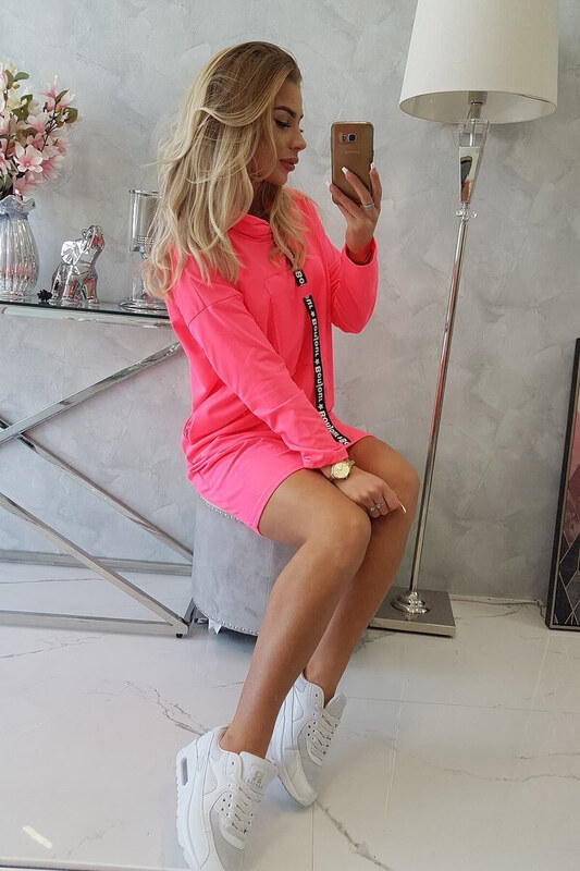 K-Fashion Šaty s kravatou ružové neónové