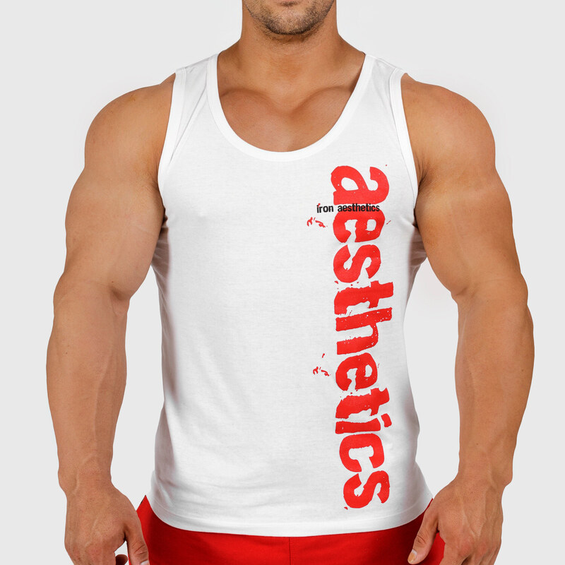 Pánske fitness tielko Iron Aesthetics Cross, biele
