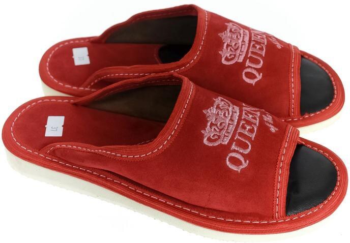 JOHN-C Luxusné dámske červené papuče QUEEN of the HOUSE
