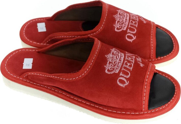JOHN-C Luxusné dámske červené papuče QUEEN of the HOUSE