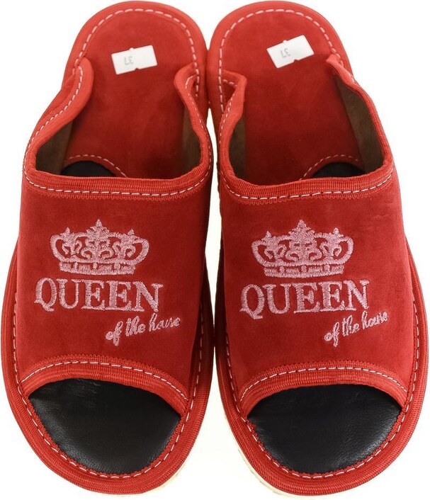 JOHN-C Luxusné dámske červené papuče QUEEN of the HOUSE