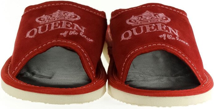 JOHN-C Luxusné dámske červené papuče QUEEN of the HOUSE