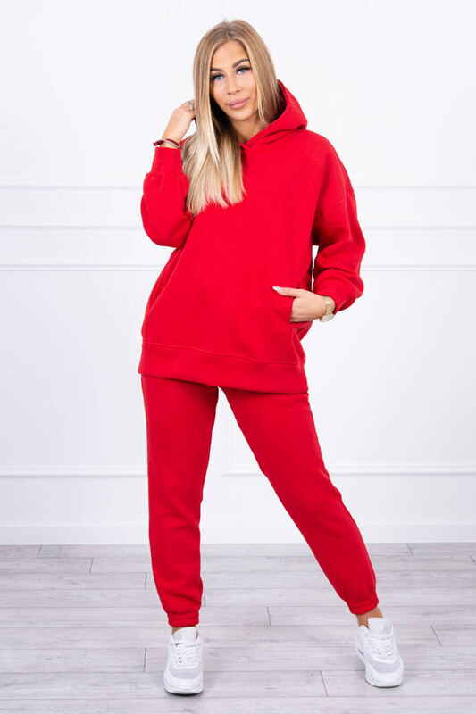 Kesi Dámska tepláková súprava s kapucňou Paris červená, Farba červená