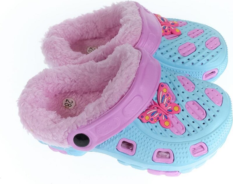 JOHN-C Detské svetlomodré zateplené crocsy SANDY 24-29