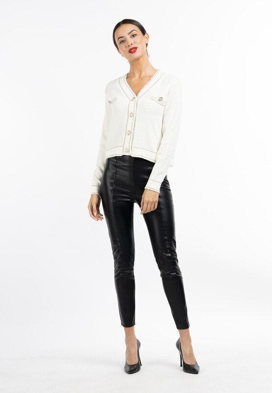 faina Kardigán zlatá / biela ako vlna