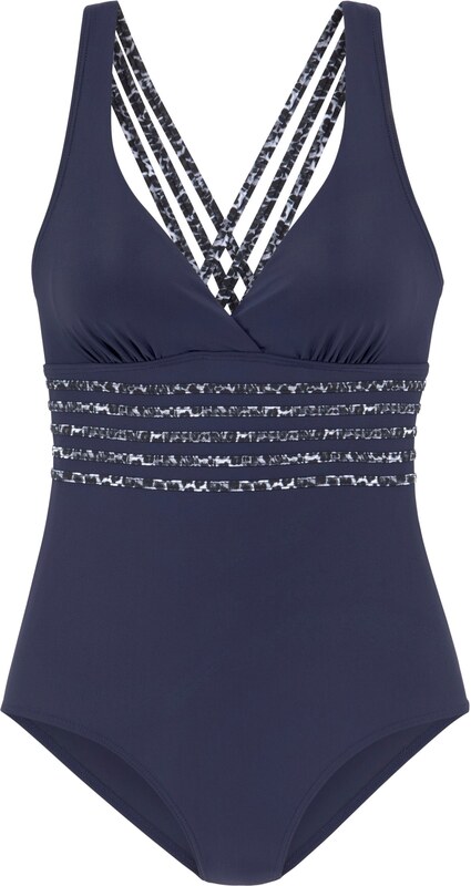 LASCANA Jednodielne plavky námornícka modrá / antracitová / svetlosivá