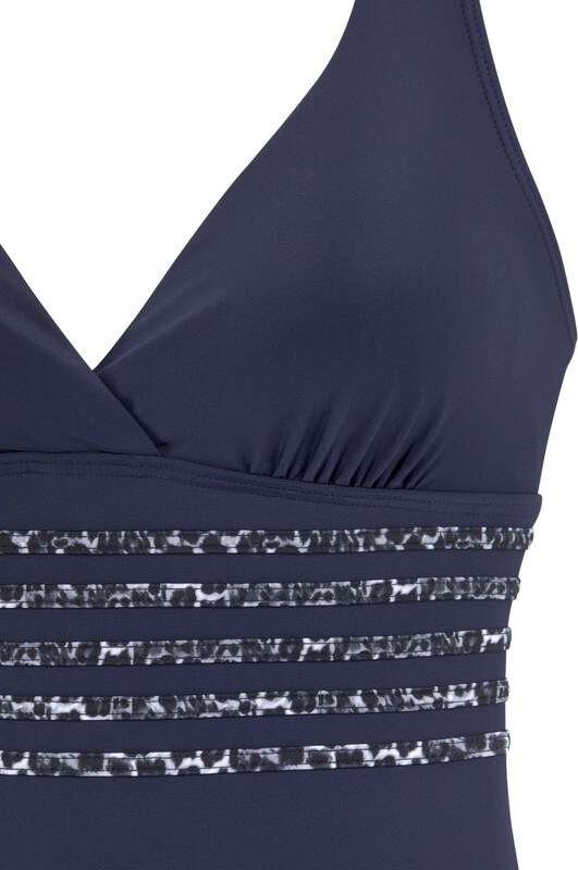 LASCANA Jednodielne plavky námornícka modrá / antracitová / svetlosivá