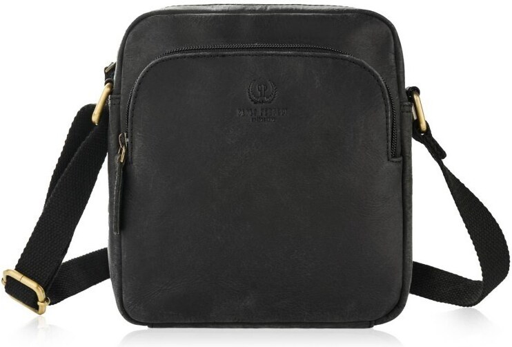 PAOLO PERUZZI Kožená taška cez rameno T-63-HBL | čierna T-63-HBL