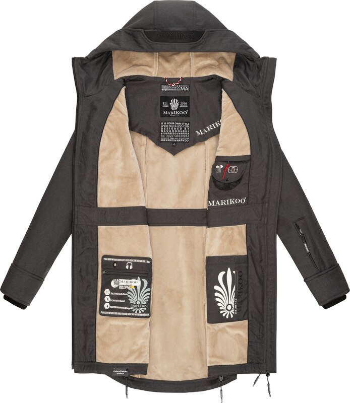 MARIKOO Prechodná parka farby bahna