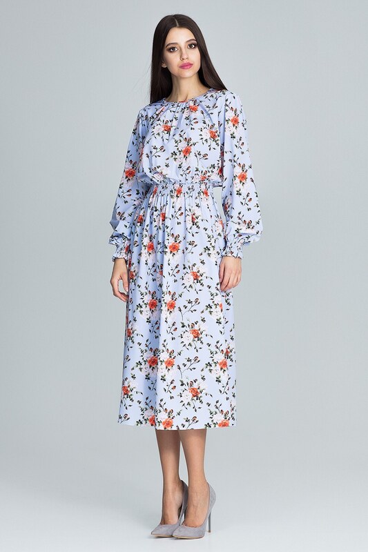 FIGL Dlhé voľné šaty s potlačou M600