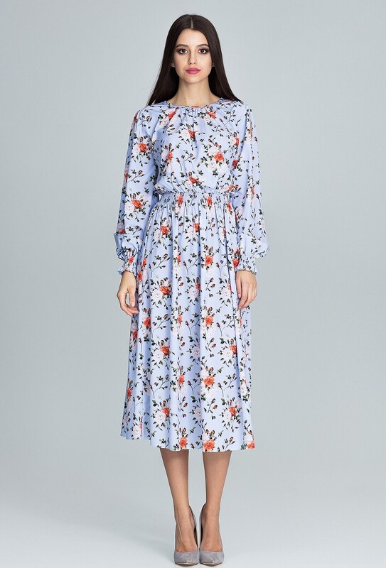 FIGL Dlhé voľné šaty s potlačou M600