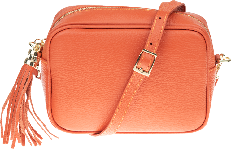 Oranžová kožená talianska crossbody kabelka Bala Arancione s prídavným pruhom II NovaKabelka.sk