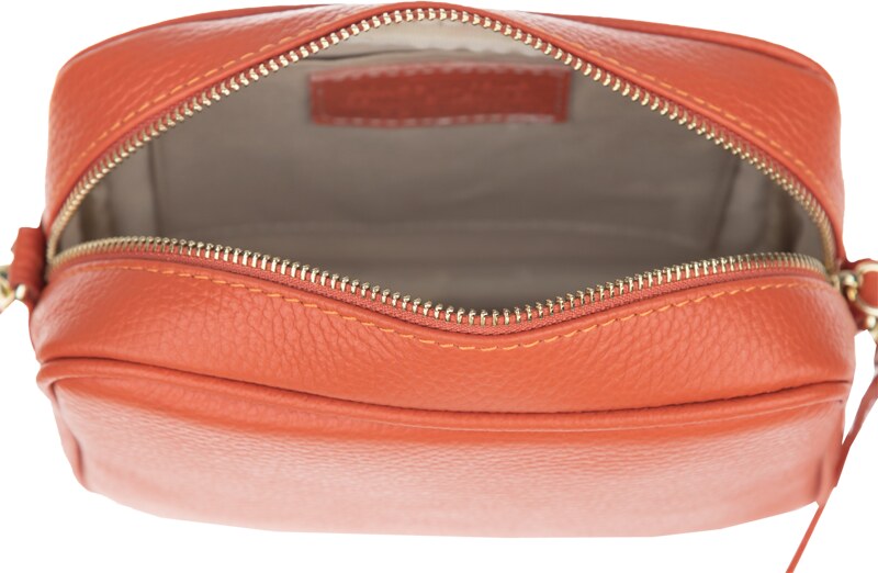 Oranžová kožená talianska crossbody kabelka Bala Arancione s prídavným pruhom II NovaKabelka.sk