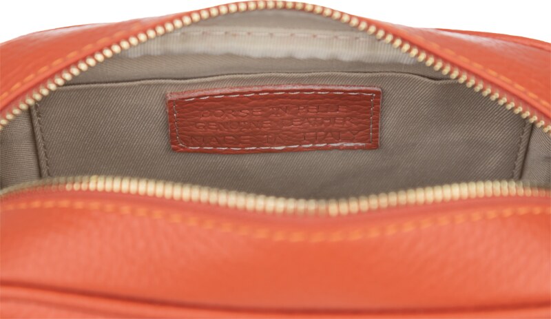Oranžová kožená talianska crossbody kabelka Bala Arancione s prídavným pruhom II NovaKabelka.sk