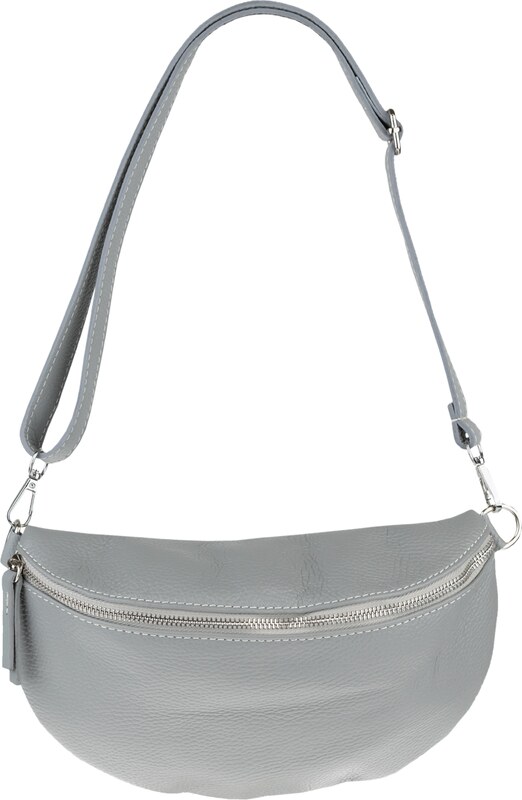 Sivá kožená talianska crossbody kabelka Reni Grande Grigia s prídavným pruhom NovaKabelka.sk