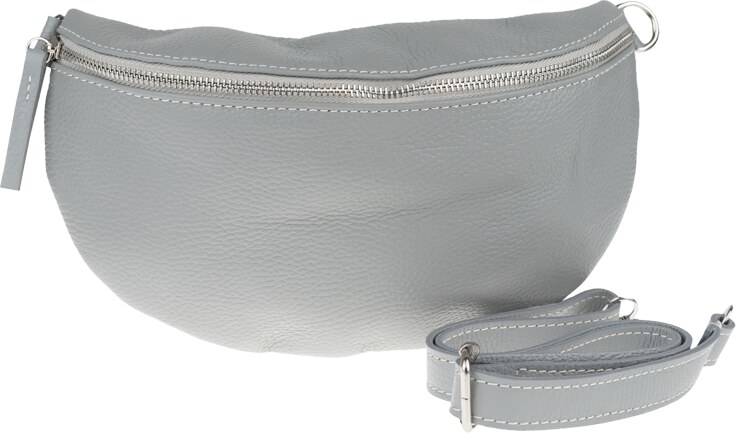 Sivá kožená talianska crossbody kabelka Reni Grande Grigia s prídavným pruhom NovaKabelka.sk