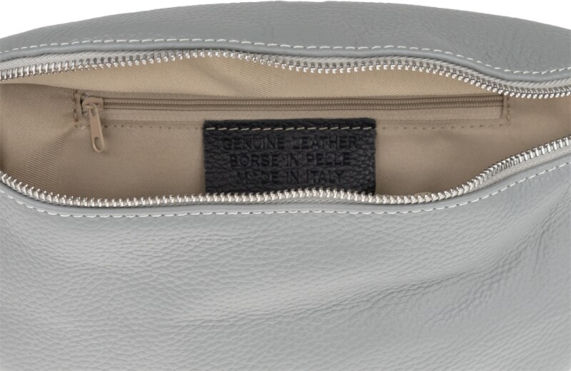 Sivá kožená talianska crossbody kabelka Reni Grande Grigia s prídavným pruhom NovaKabelka.sk