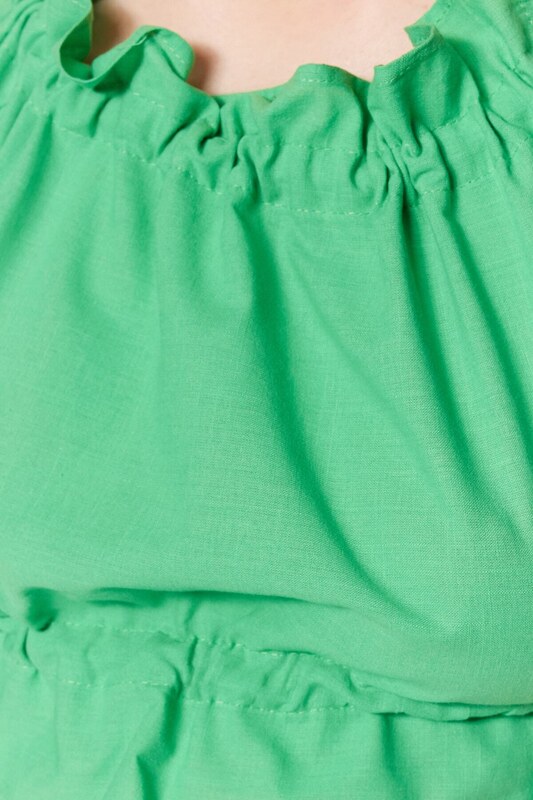 Trendyol Tropická Zelená Tkaná Peplumová Crop Top