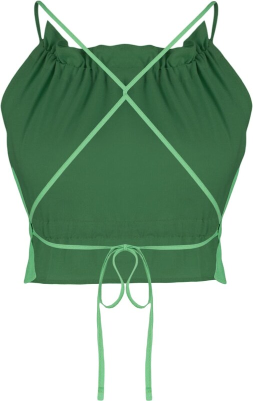 Trendyol Tropická Zelená Tkaná Peplumová Crop Top