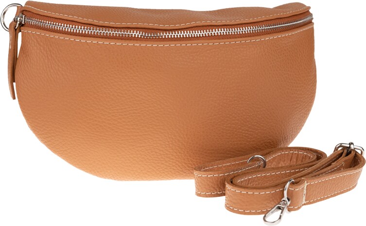 Camel kožená talianska crossbody kabelka Reni Grande Camel s prídavným pruhom NovaKabelka.sk