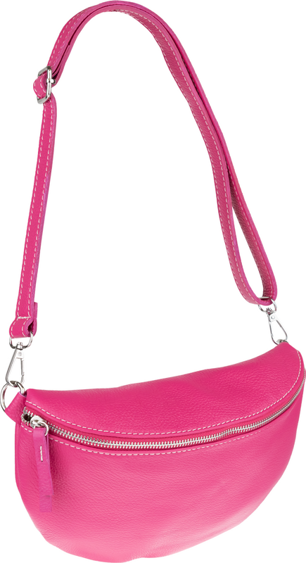Ružová kožená talianska crossbody kabelka Reni Grande Fuxia s prídavným pruhom VII NovaKabelka.sk
