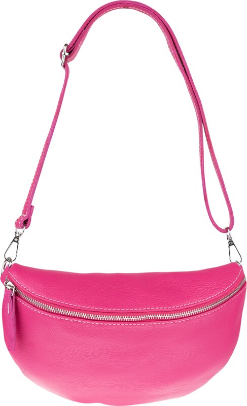 Ružová kožená talianska crossbody kabelka Reni Grande Fuxia s prídavným pruhom VII NovaKabelka.sk