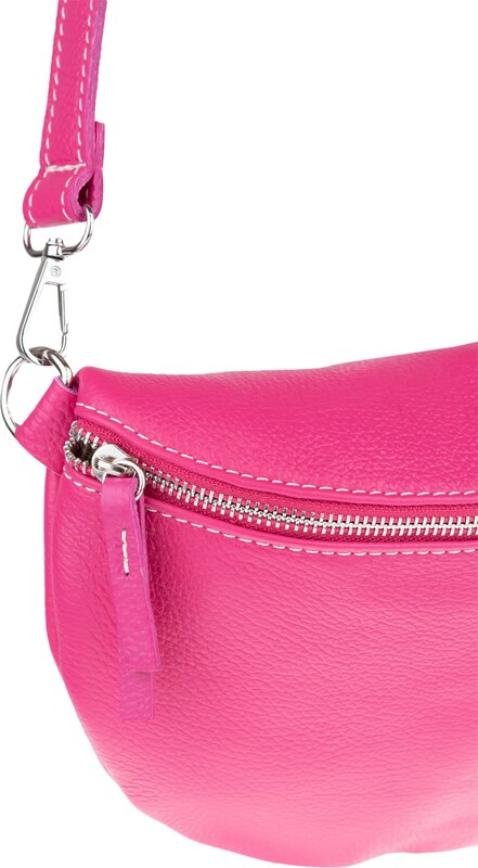 Ružová kožená talianska crossbody kabelka Reni Grande Fuxia s prídavným pruhom VII NovaKabelka.sk