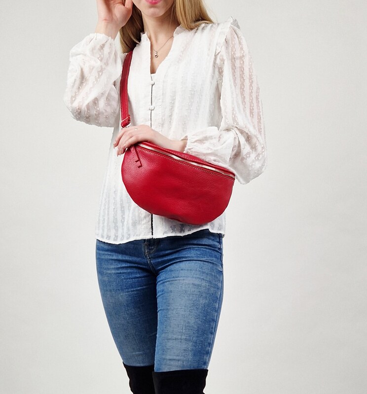 Sivá kožená talianska crossbody kabelka Reni Grande Grigia Nuvole s prídavným pruhom III NovaKabelka.sk