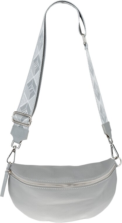 Sivá kožená talianska crossbody kabelka Reni Grande Grigia s prídavným pruhom NovaKabelka.sk