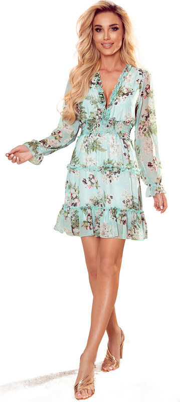 NUMOCO Šifónové kvetované šaty s volánikmi RIANA 421-2