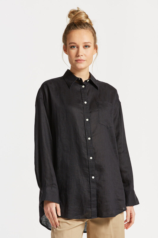 KOŠEĽA GANT OS LINEN SHIRT EBONY BLACK