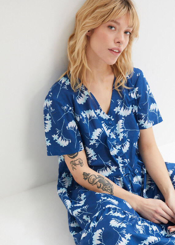 bonprix Tunikové šaty, midi dĺžka, farba modrá