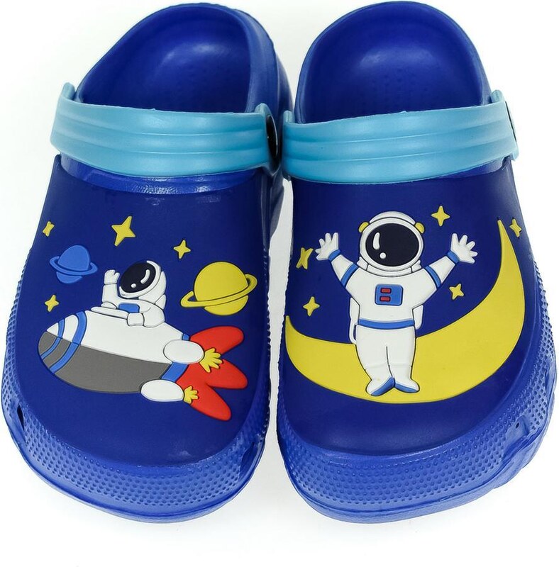 JOHN-C Detské modré gumené šľapky ASTRONAUTS