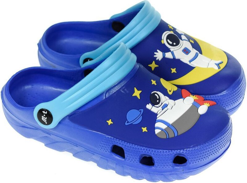 JOHN-C Detské modré gumené šľapky ASTRONAUTS