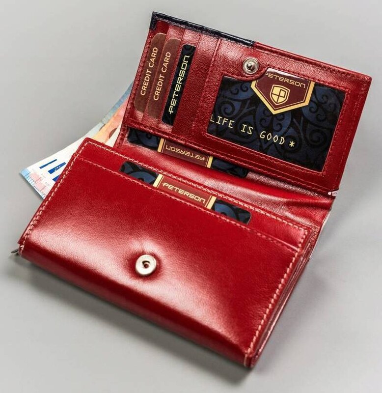 Peterson Bielo-červeno-tmavomodrá trojfarebná peňaženka Y152 [DH] PTN RD-22-GCL-Y