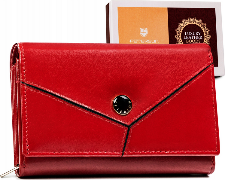 Peterson Červená hladká dámska kožená peňaženka Y163 [DH] PTN RD-21-GCL-Y