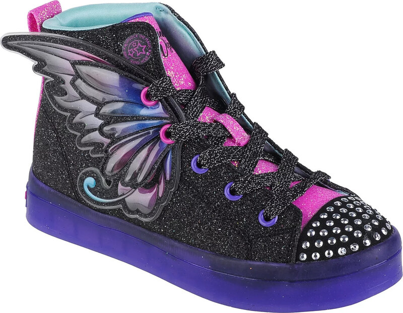 Čierno-fialové trblietavé svietiace tenisky Skechers Twi-Lites 2.0-Twinkle Wishes 314350L-BKMT