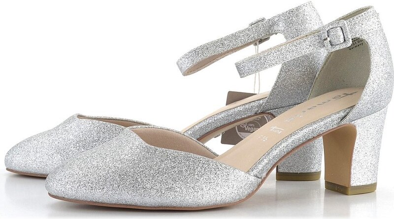 Tamaris lodičky s členkovým pásikom Silver Glam 1-24432-41