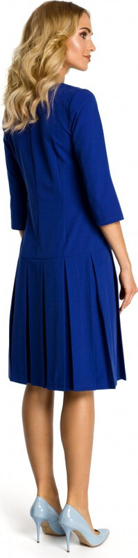 Moe M336 Šaty so spadnutým pásom a záhyby - kráľovská modrá