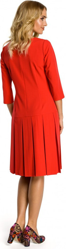 Moe M336 Šaty so spadnutým pásom a záhyby - červené