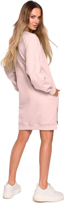 Moe M676 Svetrová tunika so zipsami - cukríkovo ružová