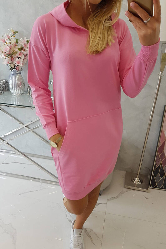 K-Fashion Šaty s kapucňou vo svetlo ružovej farbe