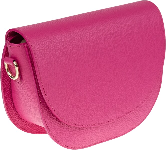 Ružová kožená talianska crossbody kabelka Ramona Fuxia s prídavným pruhom II NovaKabelka.sk